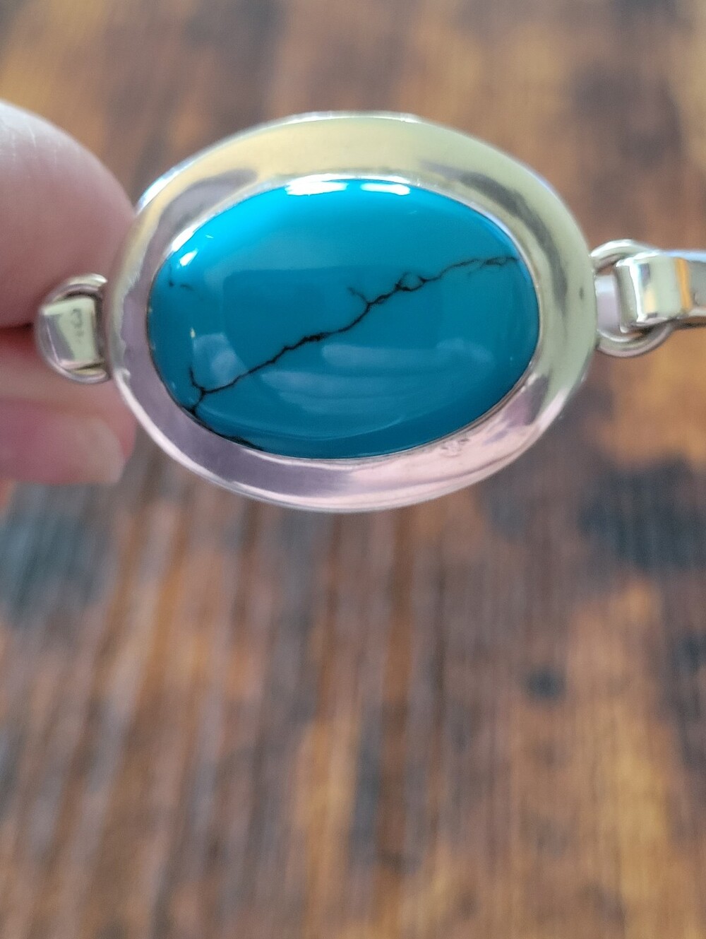 .925 Silver Turquoise Bracelet - Picture 5 of 8